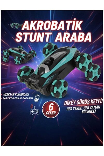 Daily Bazaar 2.4 GHz Uzaktan Kumandalı Şarjlı 6 Teker Yeşil Akrobat RC Araba