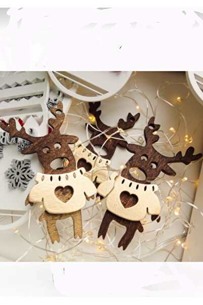 ÇUKUROVA ÜTÜ Yılbaşı Ağacı Süsleri Güzel Dilekler 3 lu Set Ahşap Yeni Yıl Süs...