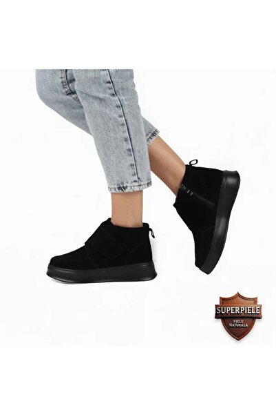 virboti Women's black suede ankle boots with refined details | MORADY