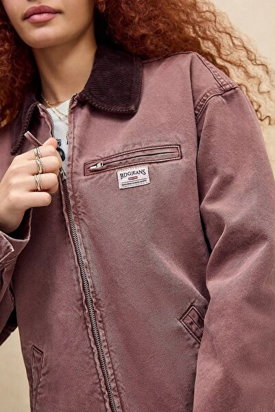 september island Vayne Light Burgundy Color Lined Canvas Coat Jacket