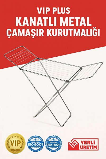 Vip Home Concept Market Ürünleri Vip Plus Kanatlı Metal Kurutmalık Çamaşır Ku...