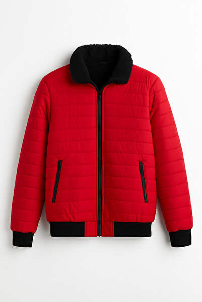 FREZZBİ Quilted Coat with Fur Collar