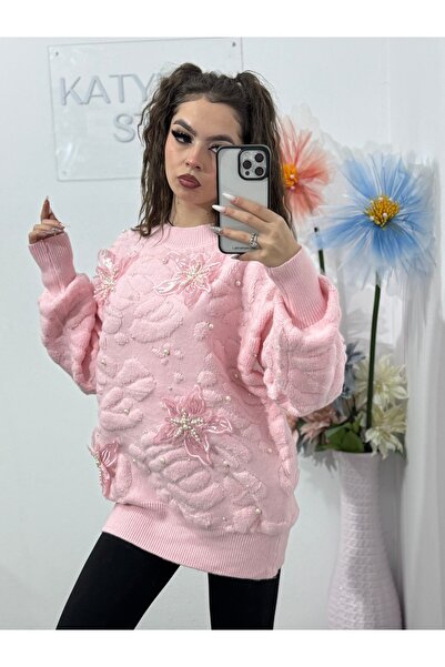 KATYDEA STORE Sweater with Pearls and 3D Flowers ELLA