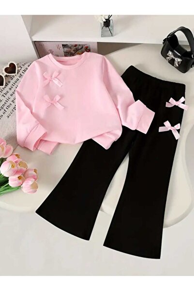 BEBEĞİME ÇORAP Girls' Tracksuit with Bow Detail