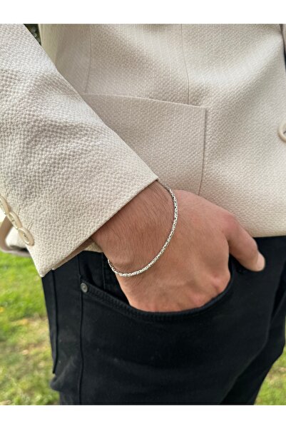 LUNAERA JEWELRY Erkek Gümüş Bileklik – 2 mm Yuvarlak Kral Zincir Model 925 Ayar