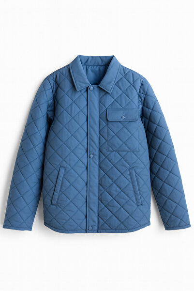 FREZZBİ Regular Fit Shirt Collar Zippered Snap Fastener Quilted Jacket