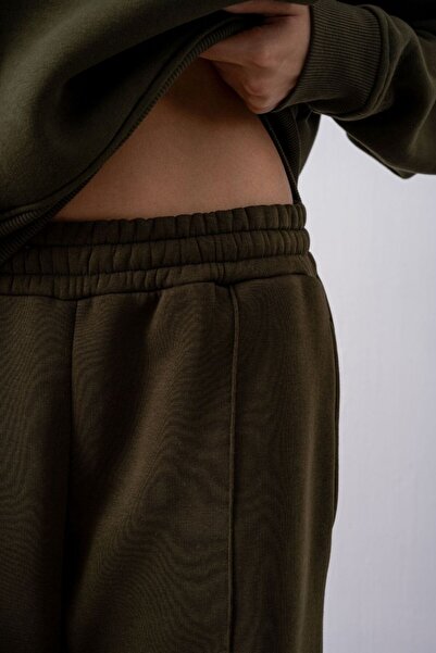 gothamvibes Women's Chill Wide Leg Khaki Sweatpants