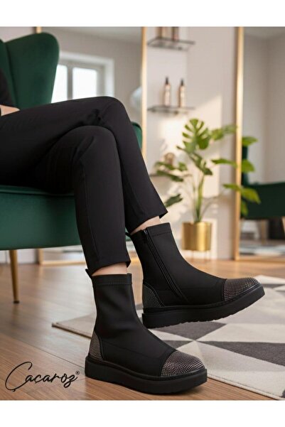 Çaçaroz Ayakkabı Голям размер бял камък гъвкав еластичен материал ботуш