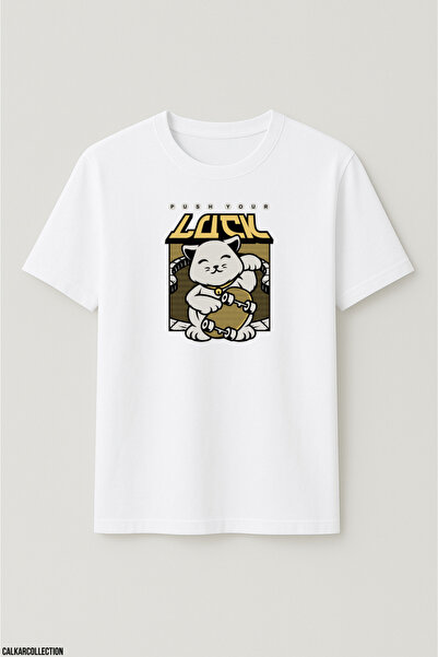 CALKARCOLLECTION تيشيرت للجنسين قصة فضفاضة Push Your Luck
