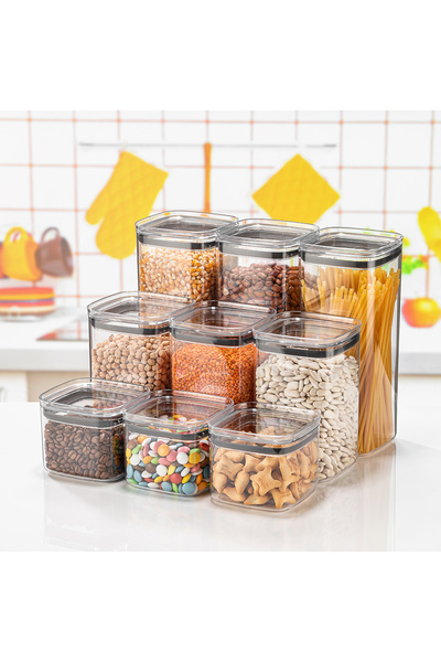 ELİFSU HOME Transparent Lid Kitchen Storage Container Square Set of 3 – (700/1400/2100ml)