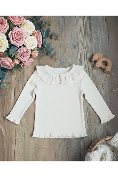 bright moon Girl's Ruffle Collar Bodysuit