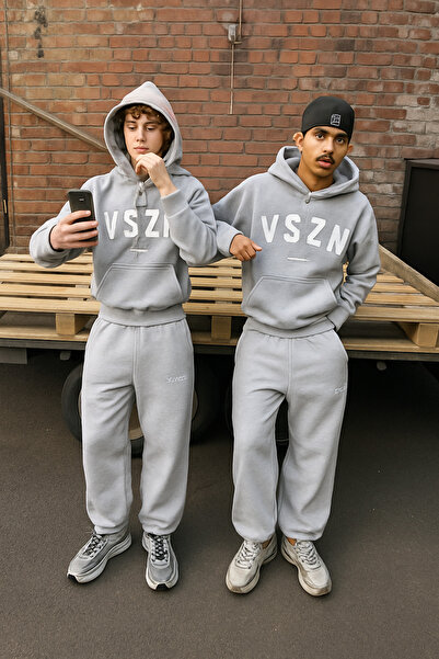 CLASSY.MODA Set de trening pentru bărbați, cu cu glugă fire, K cu imprimeu, cu buzunar cangur, cu text VSZN, B, confortabil, K croială