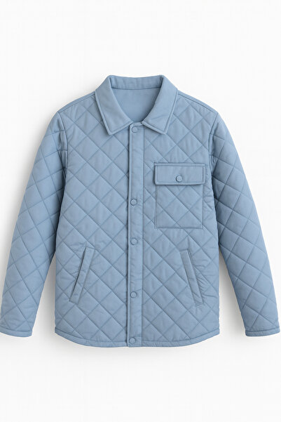 FREZZBİ Regular Fit Shirt Collar Zippered Snap Fastener Quilted Jacket