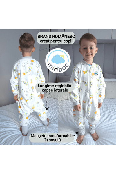 Miriboo Sleeping bag with feet 2.5-4 years, 1 TOG, 100% cotton, Temperature indicator