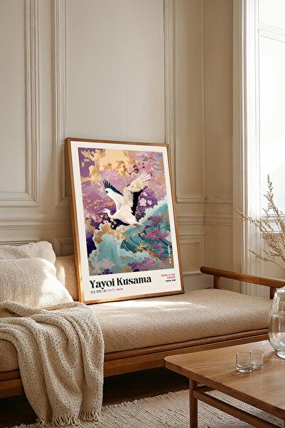 Dekorsiahome Picturi Yayoi Kusama cu rame din lemn dintr-o bucată TK2494