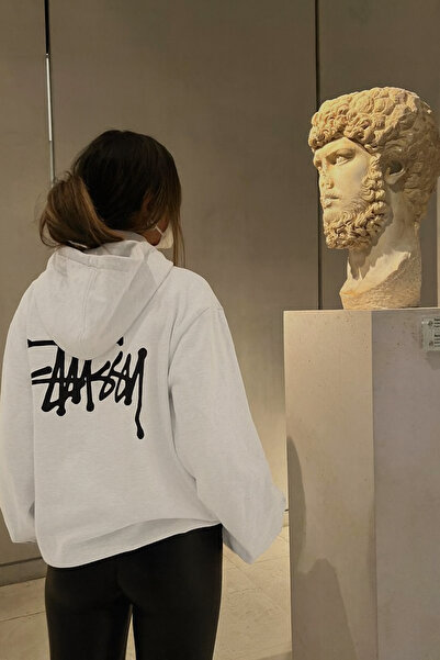 CLASSY.MODA Unisex με τύπωμα κλωστές από χοντρό ύφασμα πίσω μέρος B με κουκού...