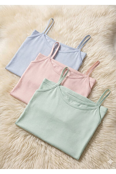 Loule Women's 3-Piece String Strap Cotton Modal Blend Soft Textured Tank Top