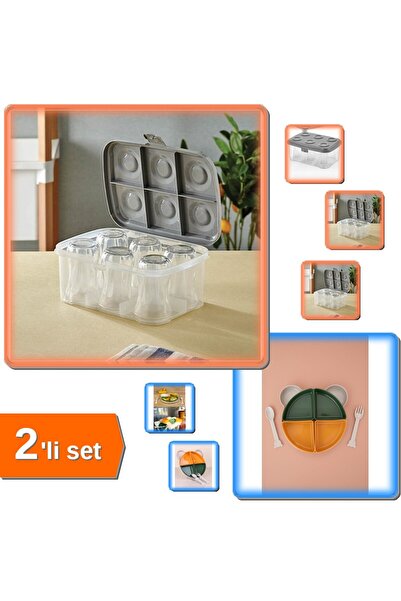 HerEveOyuncak 6 Bardak Taşıma Kapasiteli Şeffaf Kutu + 4 Bölmeli Çocuklar İçi...