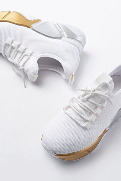 Zerenyus Zri̇n-400 Premium White Lace-Up Knitwear Colorful Sole Casual Women's Sports