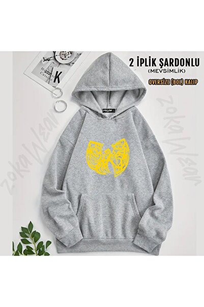 ZOKAWEAR سترة وو تانغ كلان v12 مطبوع بغطاء رأس (خيطين)