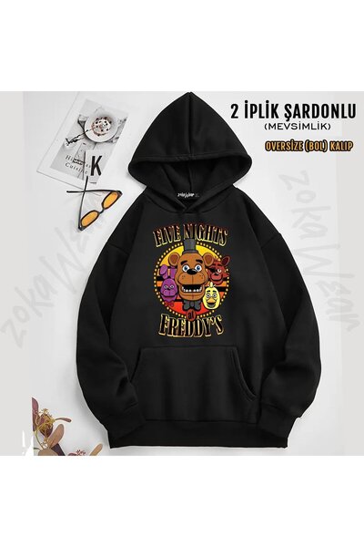 ZOKAWEAR Fnaf Five Nights v16 με τύπωμα με κουκούλα Φούτερ (2 νήματα)
