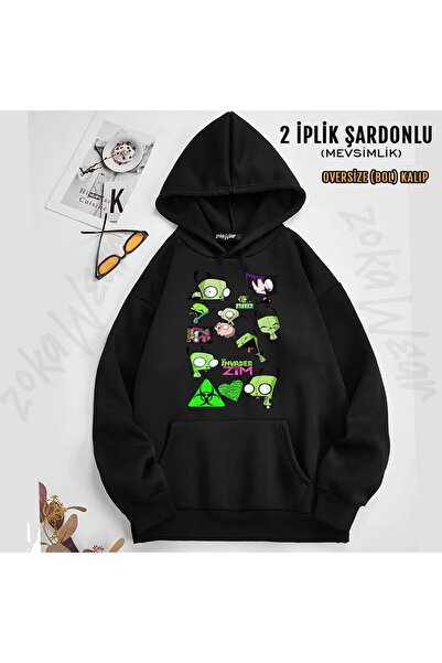 ZOKAWEAR سترة Invader Zim v20 مطبوع بغطاء رأس (خيطين)
