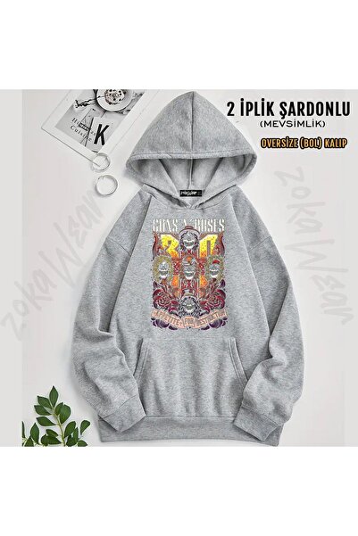 ZOKAWEAR سويت شيرت Guns N Roses v16 مطبوع بغطاء رأس (خيطين)