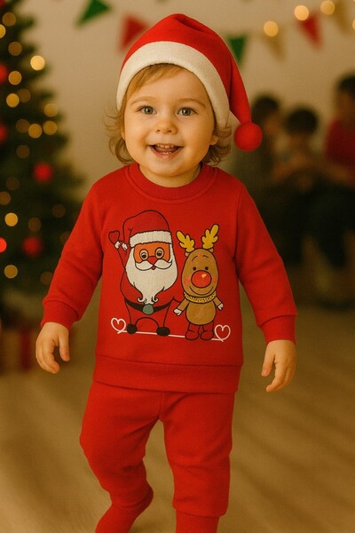 DeKuBaby New Year's Themed Baby-Child 2-Piece Tracksuit Set (Sweatshirt-Elastic Waist Sweatpants)