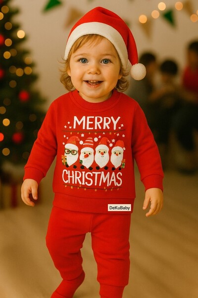 DeKuBaby New Year's Themed Baby-Child 2-Piece Tracksuit Set (Sweatshirt-Elastic Waist Sweatpants)