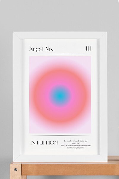 Saturn Angel No 111 Pictură înrămată cu cadru cu numere de înger, intuiție, auri, energie, culori