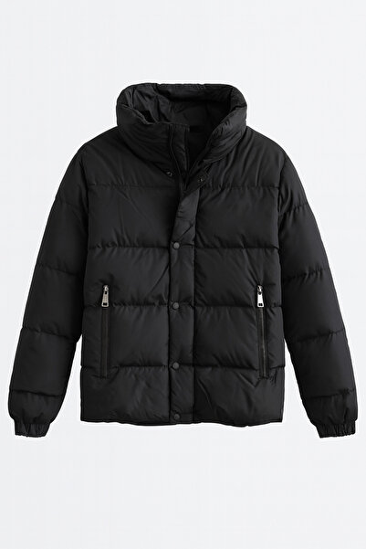 FREZZBİ Men's Lined Waterproof and Windproof Mock Neck Puffer Jacket