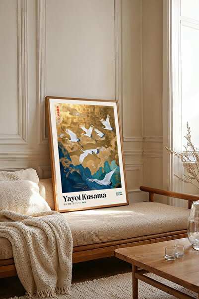 Dekorsiahome Tek Parça Ahşap Çerçeveli Yayoi Kusama Tabloları TK2516