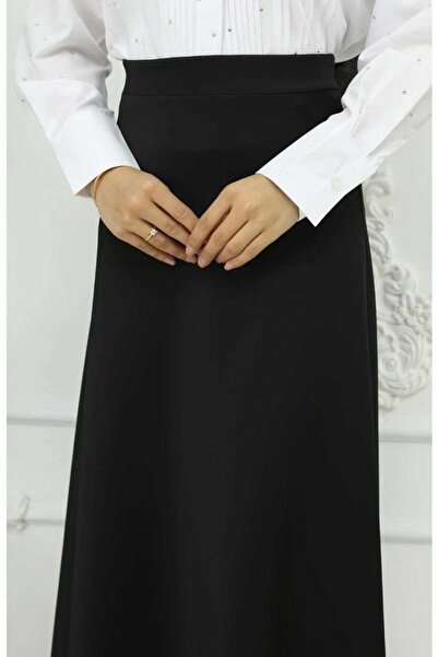 aytenli High-Waisted, Fitted Top and Flared Bottom, Ankle-Length Scuba Skirt for Women.