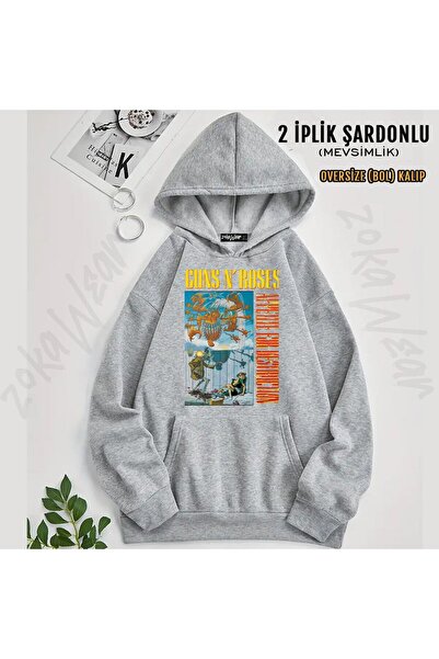 ZOKAWEAR Guns N Roses V39 Printed Hooded Sweatshirt (2 Thread)