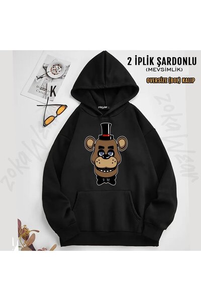 ZOKAWEAR Fnaf Five Nights v17 με τύπωμα με κουκούλα Φούτερ (2 νήματα)