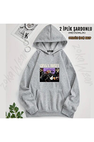 ZOKAWEAR Guns N Roses V52 Printed Hooded Sweatshirt (2 Thread)