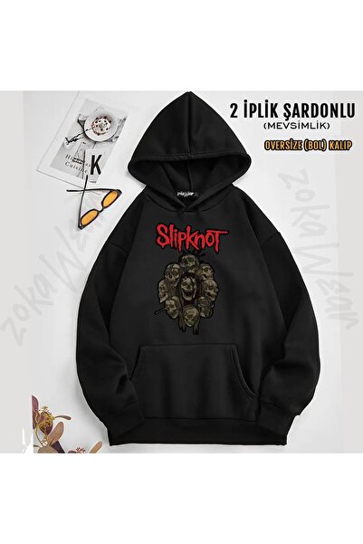 ZOKAWEAR سويت شيرت Slipknot v38 مطبوع بغطاء رأس (خيطين)