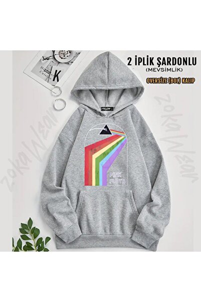 ZOKAWEAR سويت شيرت بينك فلويد v12 مطبوع بغطاء رأس (خيطين)
