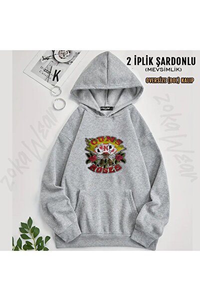 ZOKAWEAR سويت شيرت Guns N Roses v14 مطبوع بغطاء رأس (خيطين)