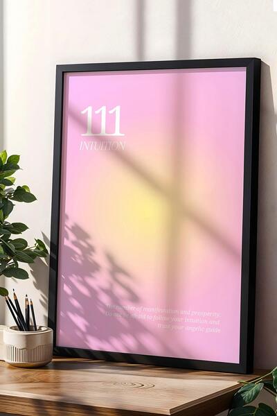 Saturn Angel No 111 Pictură înrămată cu cadru cu numere de înger, intuiție, a...