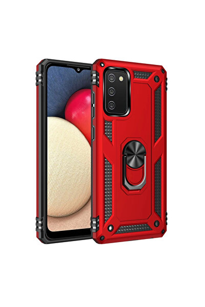 eco port جراب سامسونج جالاكسي A03s غطاء سيليكون صوفيا مع حلقة - أحمر