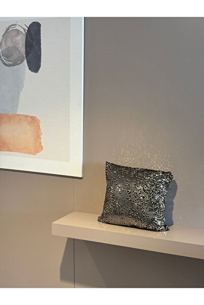 Framgan Pullu Payetli Dolgulu Kare Kırlent Gold Renk