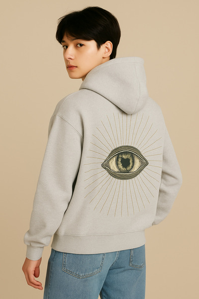 CLASSY.MODA Hanorac unisex cu glugă cu 3 șnururi, buzunar tip cangur și impri...