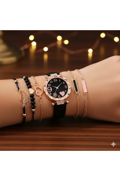 Feronnucci Kadın Deri Kordonlu Analog Kol Saati Bileklik Seti + KUTULU B217