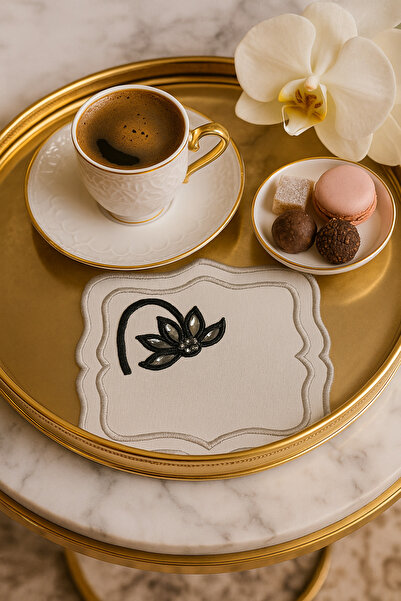 Durushe طقم من قطعتين من حاملات الأكواب المصنوعة يدويًا بتصميم الزهور - عرض ع...