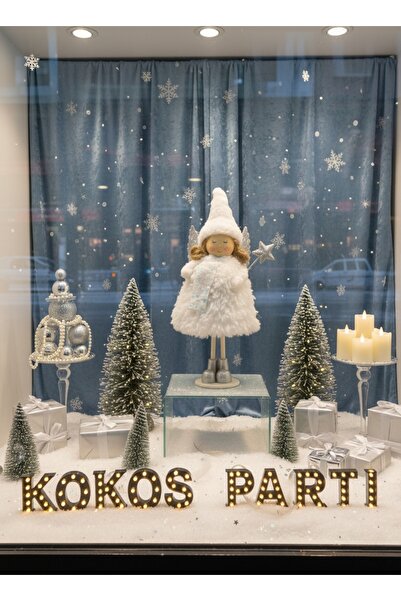 Genel Markalar Yılbaşı Vitrin Ve Bebek Odası Dekoru Gümüş Kanatlı Melek Dekor...