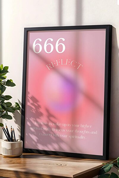 Saturn Angel No 666 Pictură înrămată cu ramă cu numere de înger care reflectă...