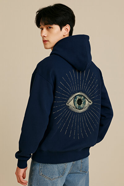 CLASSY.MODA Hanorac unisex cu glugă cu 3 șnururi, buzunar tip cangur și impri...