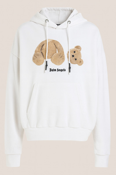 CLASSY.MODA 3-Thread Hooded Kangaroo Pockets, Plush Bear Cutout Printed Modern Casual Hoodie