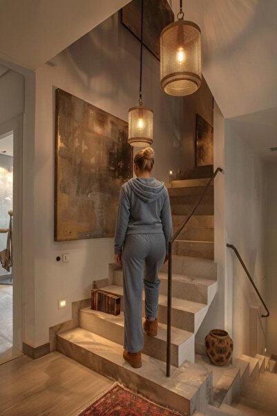 Le'sluette shadow of style Set din două piese pentru femei, din catifea indigo, cu fermoar, cu talie elastică